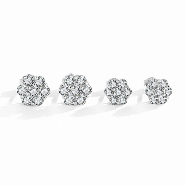 Luxe Moissanite F84 Luxury 0.84ct 1.4ct Round Cut White D Ins Style Flower Design Stud Earrings 925 Sterling Silver Plated  For Engagement Wedding Proposal Anniversary LUXE Club