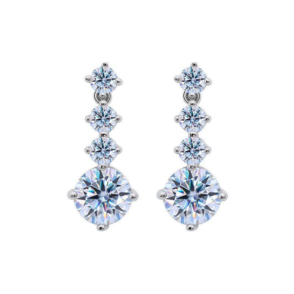 Luxe Moissanite L16 Gradient Designed 1.3ct Each Side 2.6ct In Total Round White D Designer Style Drop Earrings 925 Sterling Silver Plated For Engagement Wedding Proposal Anniversary LUXE Club