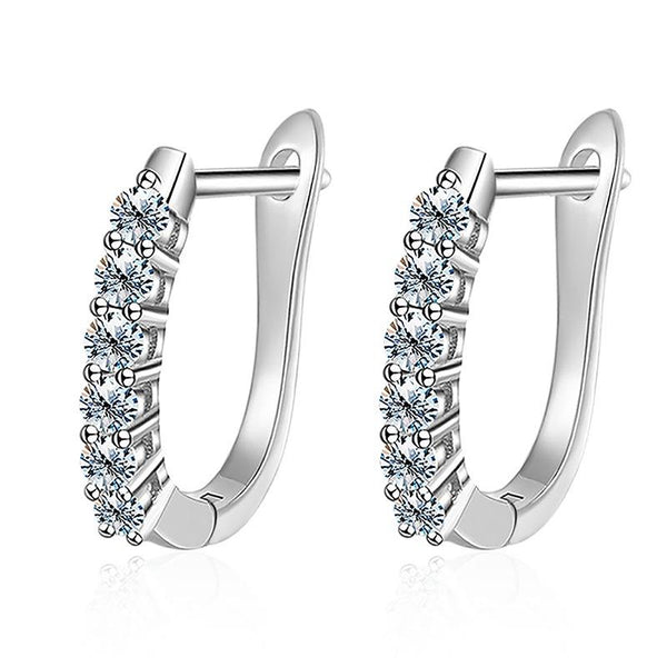 Luxe Moissanite Z9 Eternity 0.36ct 1.2ct Round Cut White D Moissanite Trendy U Shape Hoop Earrings 925 Sterling Silver Plated  For Engagement Wedding Ceremony Proposal Anniversary Graduation Birthday LUXE Club