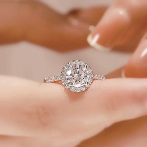 Real Moissanite 0.5ct 1ct 2ct 3ct Fancy Round Cut White D Color Ring In S925 Sterling Silver With GRA Certification Can Pass Test For Engagement Wedding Party Ceremony
