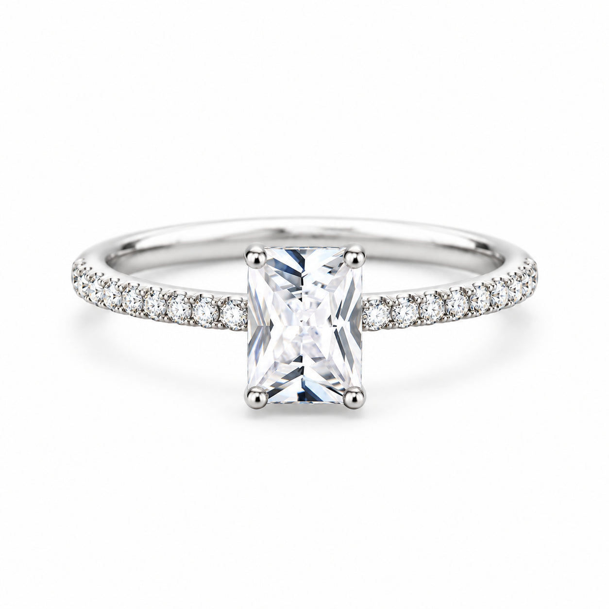 Radiant moissanite ring